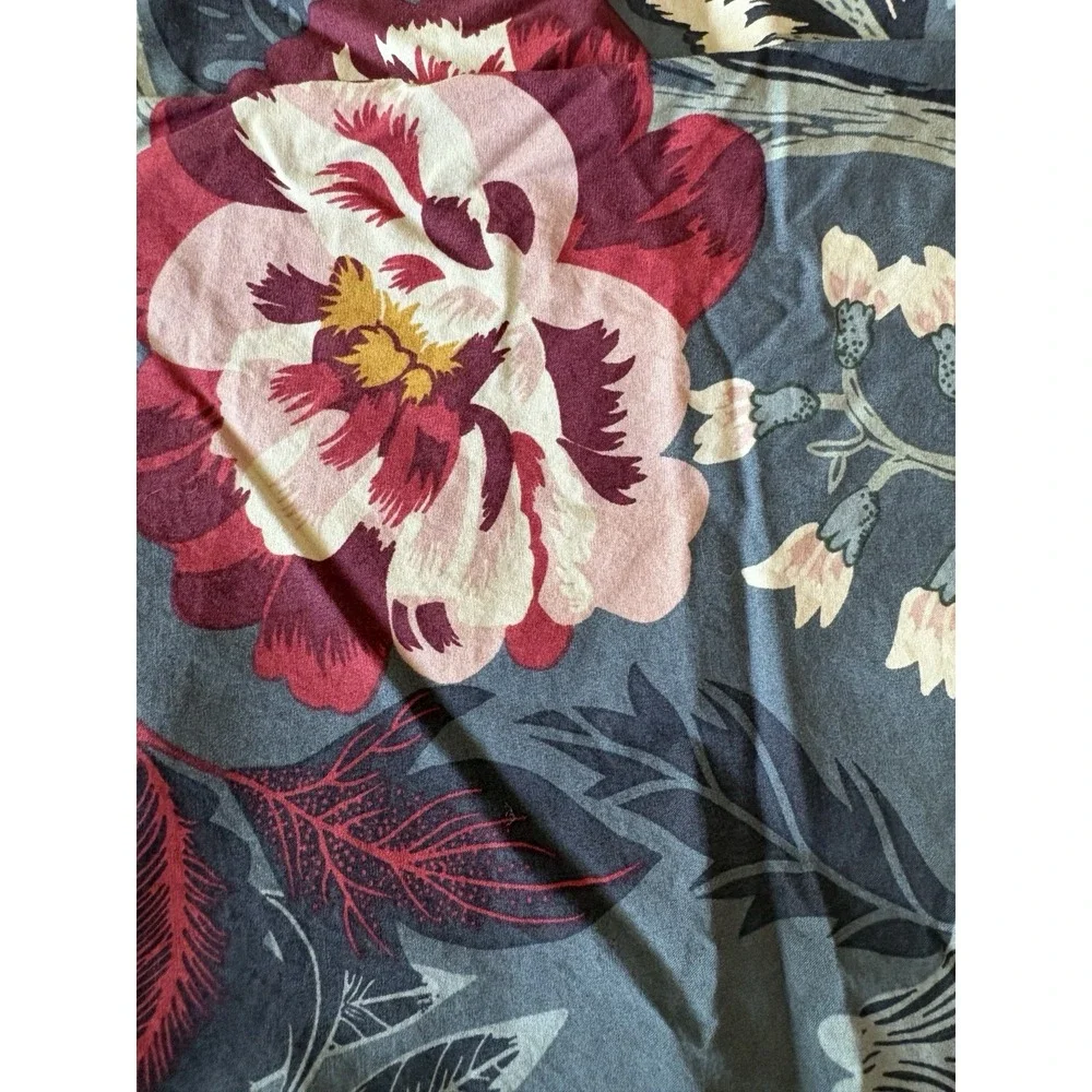 IKEA FILODENDRON Duvet Cover 2 pillowcases Dark blue floral bird patterned queen
